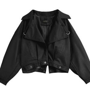 Sarah Ashley Faux leather oversized cropped jacket